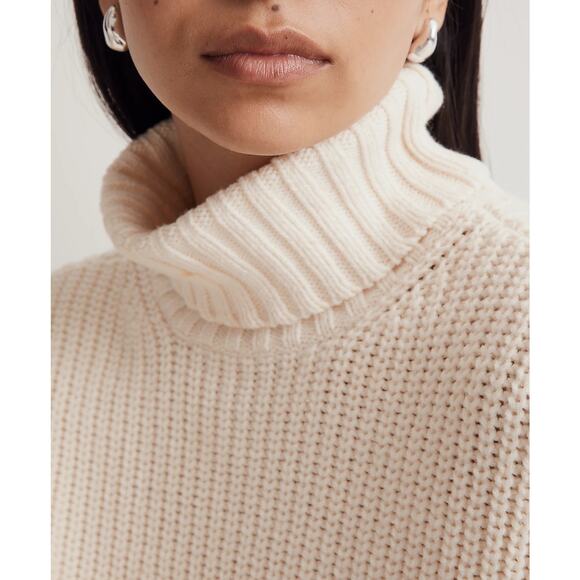 Madewell Antique Cream Wide Rib Turtleneck Sweater NWT Size XXS - Picture 6 of 10